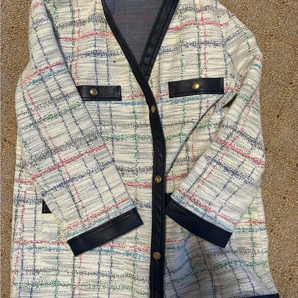 Tuckernuck Ivory Tweed Blazer with Navy Trim